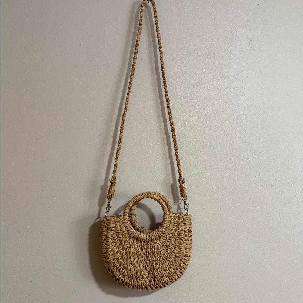 Women’s Half Moon Straw Woven Handbag